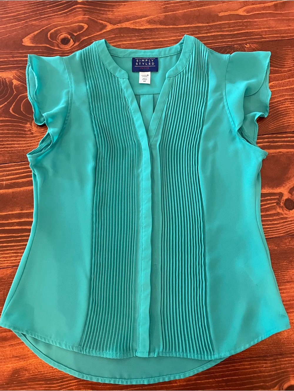 Simply Styled Petite Mint Green Pleated Flutter Sleeve Blouse XSP